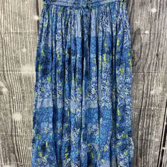 Blue Boho Tiered Skirt Large 12/14 White Stag - Picture 1 of 3